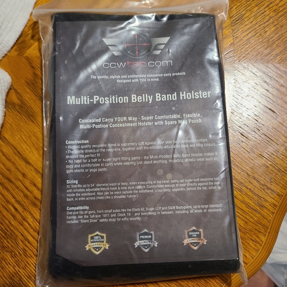 Conceal Carry Multi-Position Belly Band Holster Black Right Hand X-Large - Picture 4 of 5